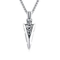 wholesale Silver Plated Copper Viking Arrowhead Celtic Knot Pendant Necklace For Men-B-Silver