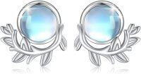 wholesale 925 Sterling Silver Blue Opal Turquoise Moonstone Antler Stud Earrings-A-Moonstone
