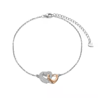 TOUPOP Sterling Silver Heart Bead Anklet Adjustable Ankle Bracelet-style_name:Double Heart Anklet