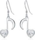 wholesale 925 Sterling Silver Heart & Moon Dangle Earrings - Hypoallergenic  for Her-0-0
