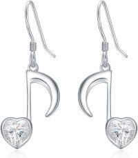 wholesale 925 Sterling Silver Heart & Moon Dangle Earrings - Hypoallergenic  for Her-Music Note -2