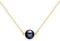 wholesale 14K Solid Gold Black Freshwater Cultured Pearl Pendant Necklace Anniversary Birthday Gifts for Women-undefined