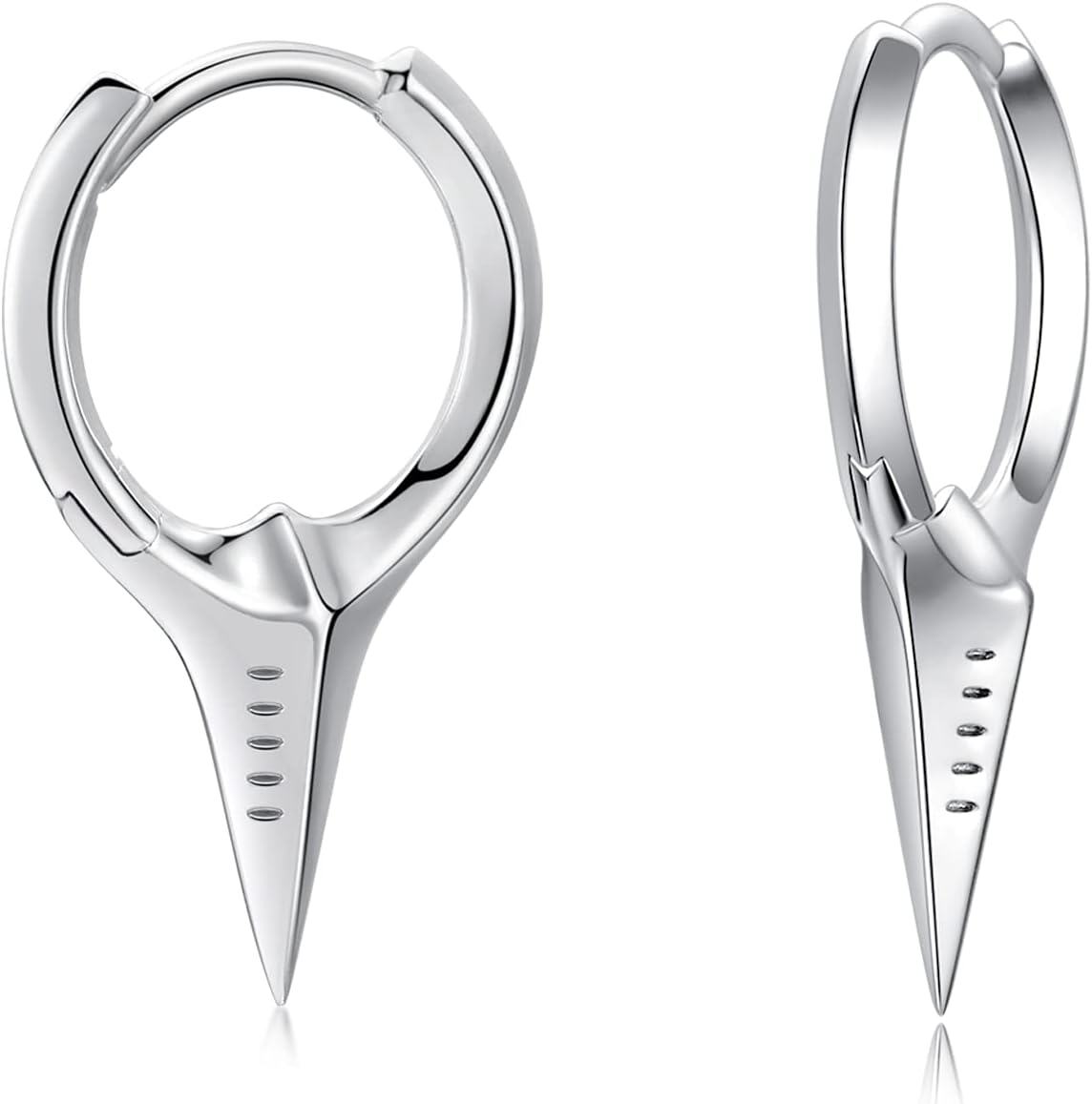 Sterling Silver Spike Sword Cross Huggie Hoop Earrings Punk Jewelry-A-Silver