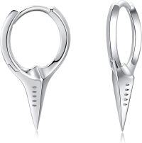 wholesale 925 Sterling Silver Spiked Sword Cross Huggie Hoop Earrings Punk Style Jewellery-A-Silver