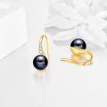 wholesale 14k Gold Black Pearl Drop Earrings With Cubic Zirconia Hook For Women-0-3