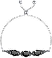 wholesale Sterling Silver Austria Crystal Vintage Retro Link Birthstone Bracelet for Women (7 9 )-Black
