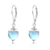 wholesale 925 Sterling Silver Opal Teardrop Leverback Earrings Hypoallergenic Gift-Moonstone Heart Earrings Sterling Silver