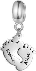 wholesale 925 Sterling Silver Personalized Feet Charm Fit for Bracelet Custom Name Bead Gift for Women Birthday-0-0