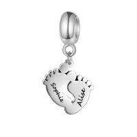 wholesale 925 Sterling Silver Personalized Feet Charm Fit for Bracelet Custom Name Bead Gift for Women Birthday-925 Sterling Silver-silver color