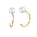 wholesale 14k Gold White Pearl C Shape Hoop Earrings For Women-0-0