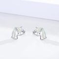 wholesale 925 Sterling Silver Opal Unicorn Stud Earrings for Girls Women Kids  8mm x 7mm-0-2