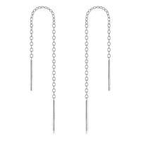 wholesale 925 Sterling Silver Long Chain Earrings-White 3 Inches