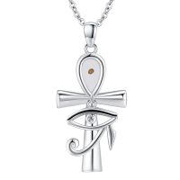 wholesale 925 Sterling Silver Eye of Horus & Ankh Pendant Necklace - Ancient Egypt Protection Jewelry for Women and Girls-Silver-Mustard Seeds