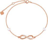 wholesale 14K Gold Infinity Charm Bracelet with Pearls and Cubic Zirconia for Women's Gifts-Rose Gold