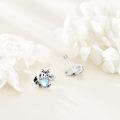 wholesale 925 Sterling Silver Heart-Shaped Moonstone Cat Stud Earrings for Women-0-4