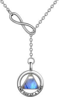 wholesale Sterling Silver NA Recovery Symbol Necklace Sobriety Gift for Women-AA labradorite
