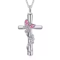 TOUPOP White Gold Plated S925 Sterling Silver with Birthstone Butterfly Urn Necklace for Ashes-0-0