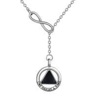 wholesale 925 Sterling Silver Infinity & Jade Stone Pendant Necklace - One Day at A Time Jewelry for Women's Addiction Recovery Gifts-AA black onyx