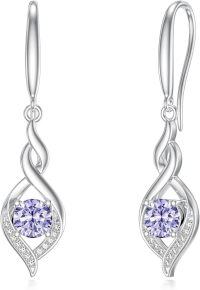 wholesale 925 Sterling Silver Infinity Birthstone Drop Earrings for Women 12 Months Gemstone s-06-June