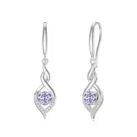 wholesale 925 Sterling Silver Infinity Birthstone Drop Earrings Wholesale for Women 12 Months Gemstone s-06-June