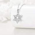 wholesale 925 Sterling Silver Star of David Necklace with Hexagram Charm Pendant for Women Girls  45cm Chain Length-0-2