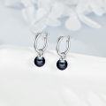 wholesale 925 Sterling Silver Hoop Earrings with 7mm Black Freshwater Pearls – Hypoallergenic Fashion Jewelry Gift-0-2