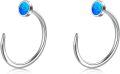 wholesale TOUPOP Sterling Silver Created Opal Ear Half Cuff Threader Huggie Hoop Earrings S925 Cz Dainty Jewelry Gifts For Women -0-0