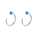 TOUPOP Sterling Silver Created Opal Ear Half Cuff Threader Huggie Hoop S925 Cz Earrings-0-0