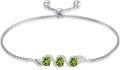 wholesale  Sterling Silver 5mm Gemstone 3 Stone Adjustable Tennis Bracelet w 7+2in Chain ( chars)-0-0