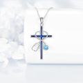 wholesale 925 Sterling Silver Blue Crystal Stethoscope Cross Pendant Necklace Jewelry for Women and Men-0-4