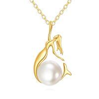 wholesale 14k Gold Mermaid Pendant With White Pearl Necklace-Mermaid Pearl