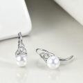 wholesale 925 Sterling Silver Celtic Knot Pearl Leverback Earrings White Gold Plated-0-2