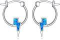 wholesale 925 Sterling Silver Lightning Bolt Blue Opal Stone Huggie Hoop Earrings-0-0
