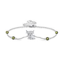 wholesale 925 Sterling Silver Birthstone Highland Cow Link Bracelet Western Jewelry Gift-08-Aug-Peridot