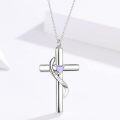 wholesale 925 Sterling Silver White Gold & Sterling Silver Cross Urn Necklace with Birthstone – Infinity Engraved 'I Love You Forever' – Cremation Jewelry for Ashes, Hair, Keepsake Gift-0-1
