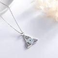 wholesale 925 Sterling Silver Celtic Trinity Knot Evil Eye Pendant Necklace with Blue Cubic Zirconia Stones for Women and Men-0-2