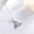 wholesale 925 Sterling Silver Celtic Trinity Knot Evil Eye Pendant Necklace with Blue Cubic Zirconia Stones for Women and Men-0-2