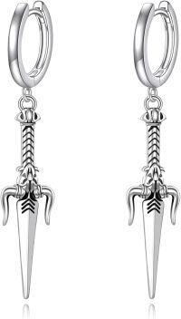 wholesale 925 Sterling Silver Viking Spearhead Huggie Hoops Norse Warrior Gifts for Women Men-Demon Dagger