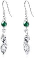 wholesale 925 Sterling Silver Malachite Leaf Drop Earrings-0-0