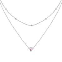 wholesale 925 Sterling Silver & 12-Month Birthstone Layered Necklace for Women - 13.5+15+2 Extension Chain - Freedom & Happiness Symbol - Elegant Multi-Layer Design for Everyday & Special Occasions (60 chars)-10-Oct-Pink Sapphire
