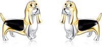 wholesale 925 Sterling Silver Basset Hound Dog Stud Earrings for Women - Cute Puppy  Ideas for Dog Owners and Lovers-Basset Hound -Gold