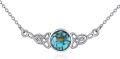 wholesale 925 Sterling Silver Turquoise and Yellow Stone Celtic Knot Round Pendant Necklace for Women-0-0