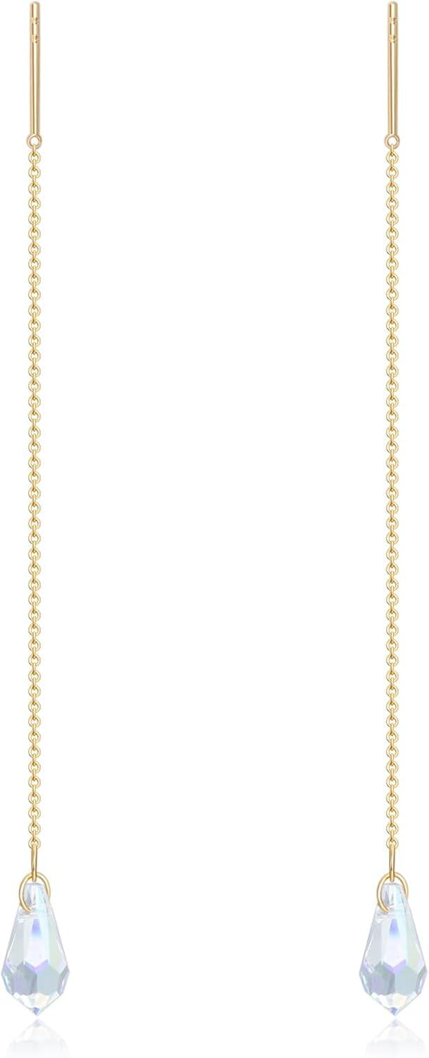 wholesale Gold 14k Crystals Drop Threader Dangle Earrings for Women-0-0