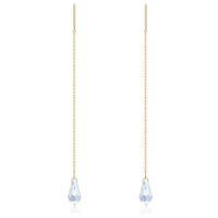 wholesale Gold 14k Crystals Drop Threader Dangle Earrings for Women-Transparent White Crystal