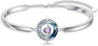 wholesale 925 Sterling Silver Blue Crystal Moon Star Bracelet Birthstone Jewelry Gift for Her-06-Alexandrite-Jun.