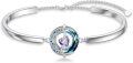 wholesale TOUPOP Birthstone Bracelet For Women 925 Sterling Silver Moon And Star Bangle Bracelet Blue Circle Crystal Jewelry Birthday Christmas Gifts For Women Wife Girlfriend -0-0