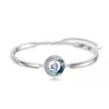 TOUPOP Sterling Silver Blue Crystal Moon Star Bangle Bracelet-0-0