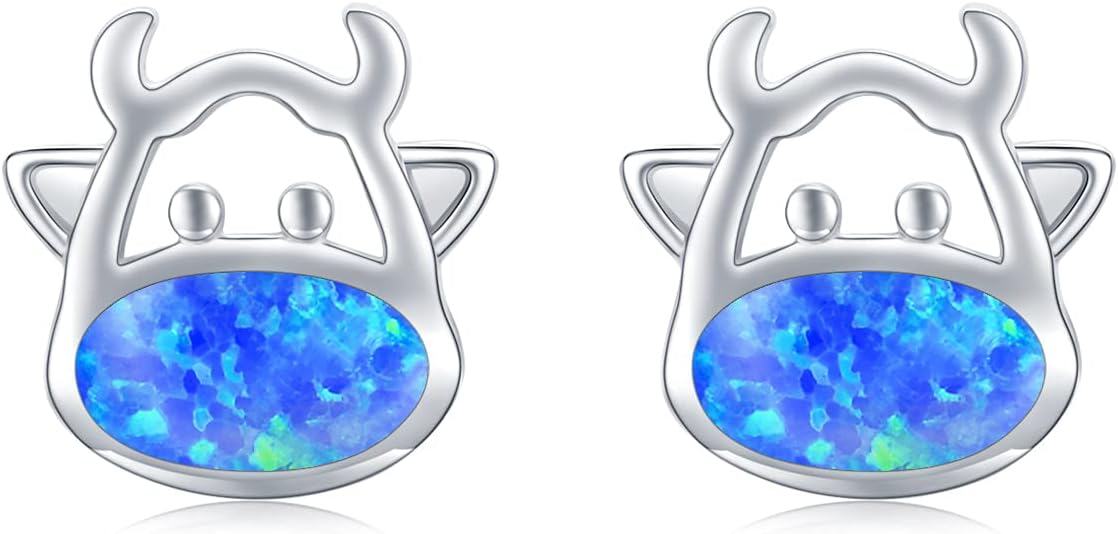 Sterling Silver Opal Animal Stud Earrings for Sensitive Ears-0-1