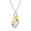 wholesale 925 Sterling Silver Bee Honeycomb Pendant Necklaces Wholesale Gift for Sisters and Friends-0-0