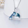 wholesale TOUPOP Dolphin Gifts Sterling Silver Dolphin Pendant Necklace Blue Crystal Dolphins Jewelry Summer Beach Themed Gifts For Women Birthday Christmas -0-4
